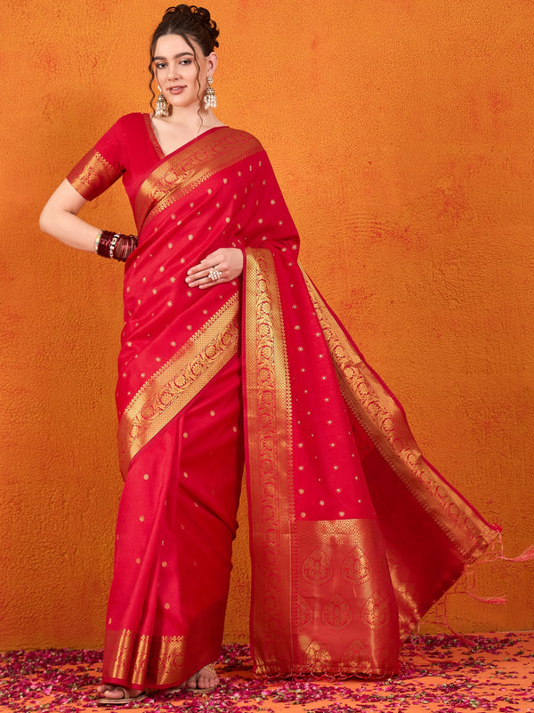 Banarasi Satin Silk Red Saree