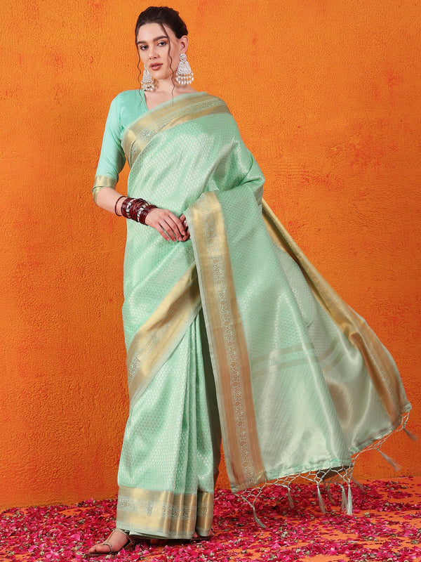 Banarasi Satin Silk Turquoise Saree