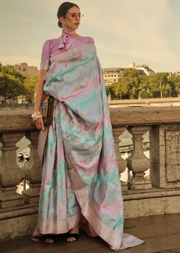 Banarasi Satin Silk Lavender Saree