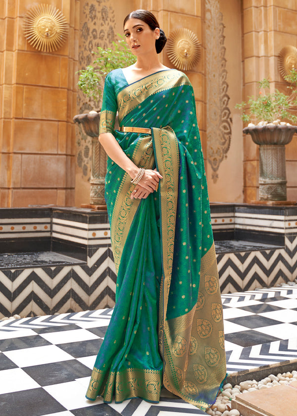 Banarasi Satin Silk Green Saree