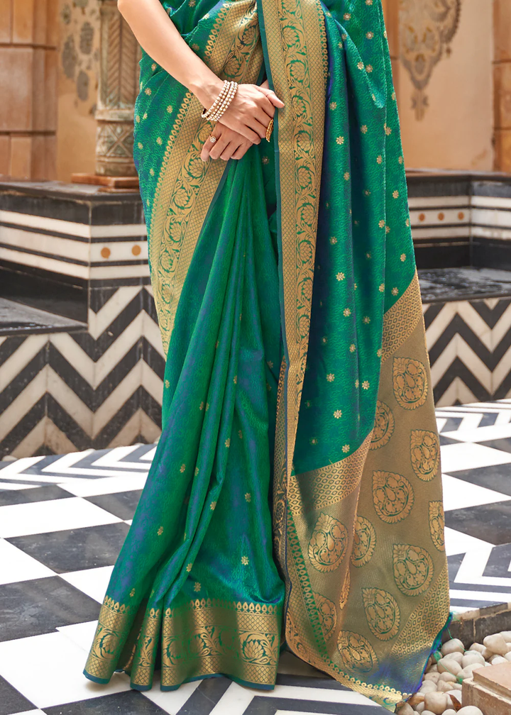 Banarasi Satin Silk Green Saree