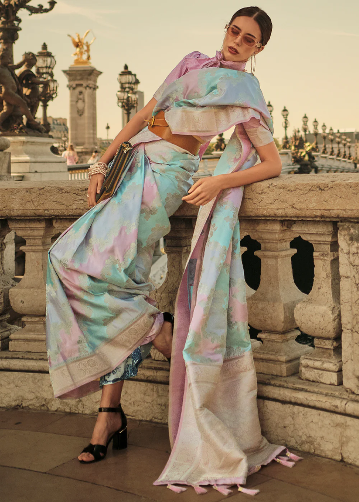 Banarasi Satin Silk Lavender Saree