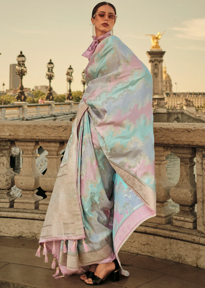 Banarasi Satin Silk Lavender Saree