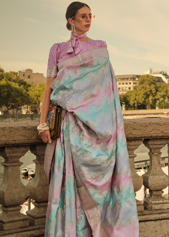 Banarasi Satin Silk Lavender Saree