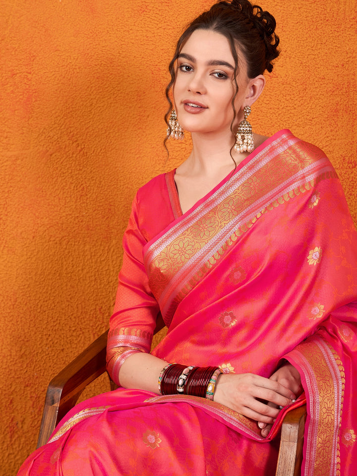 Banarasi Satin Silk Orange Saree