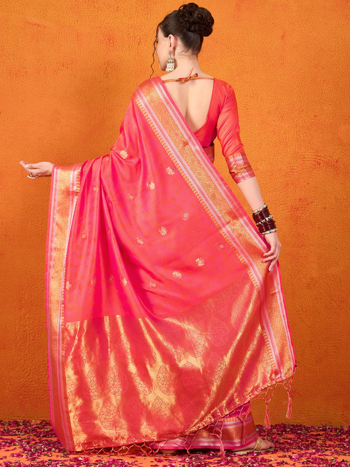 Banarasi Satin Silk Orange Saree