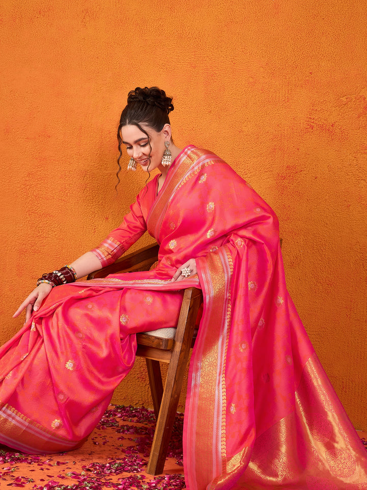 Banarasi Satin Silk Orange Saree