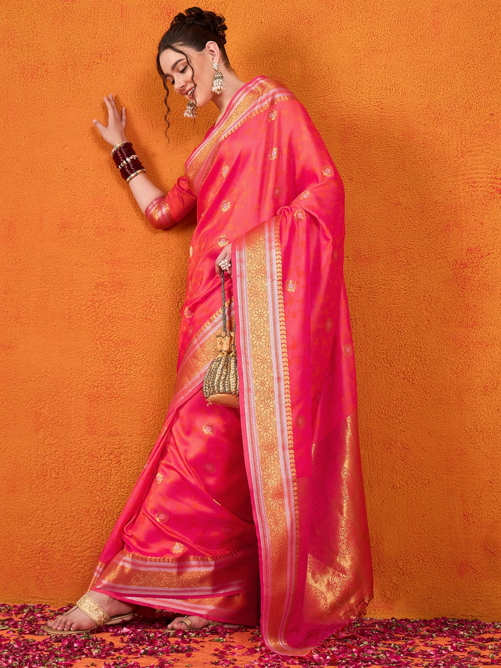 Banarasi Satin Silk Orange Saree