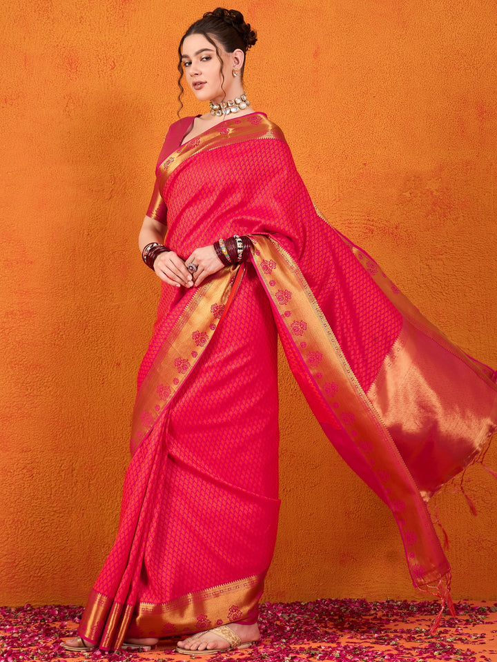 Banarasi Satin Silk Orange Saree