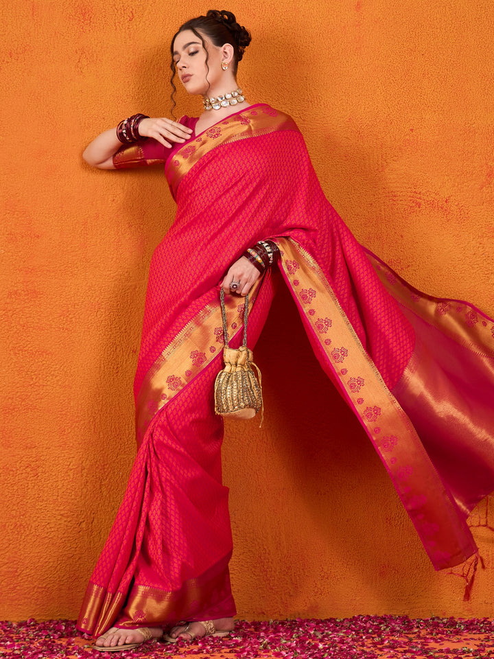 Banarasi Satin Silk Orange Saree