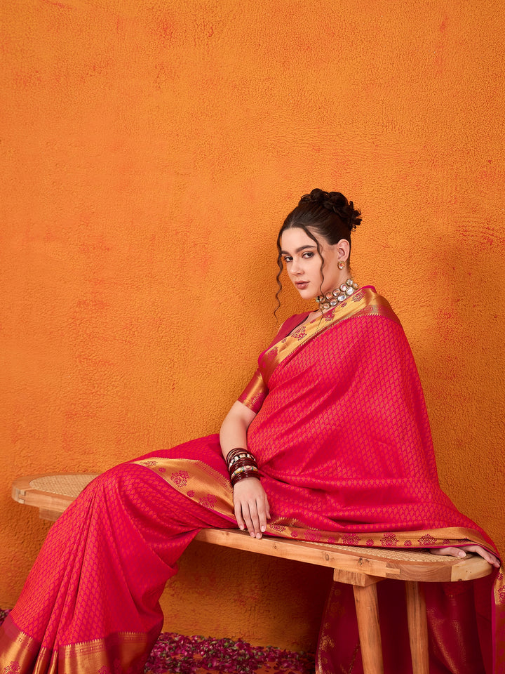 Banarasi Satin Silk Orange Saree