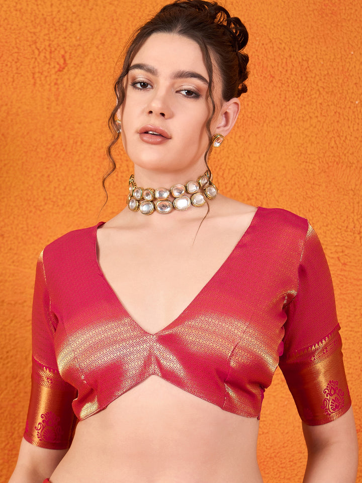 Banarasi Satin Silk Orange Saree