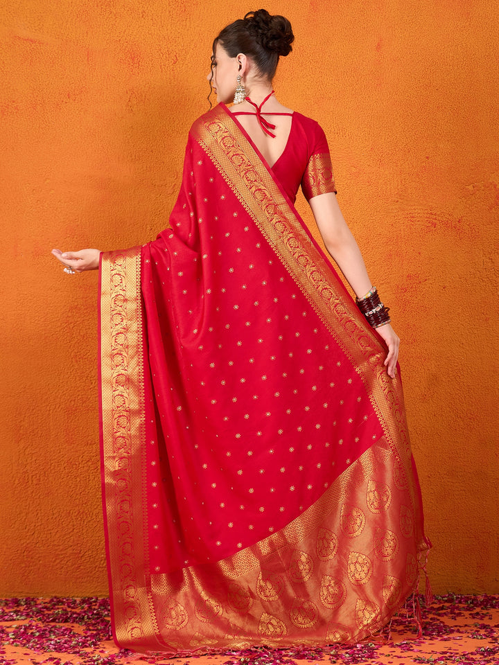 Banarasi Satin Silk Red Saree