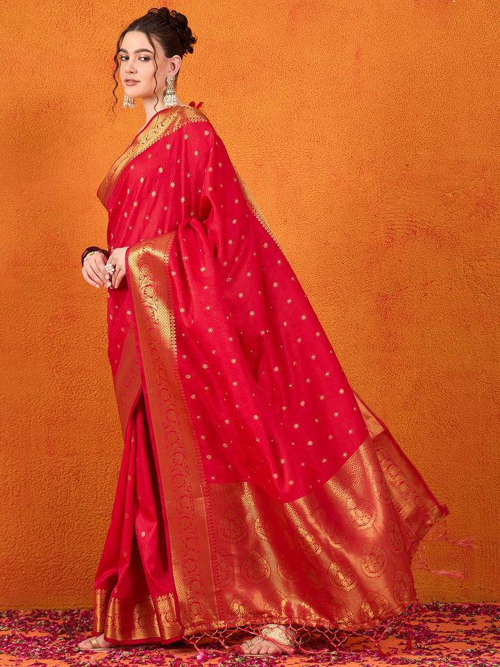 Banarasi Satin Silk Red Saree