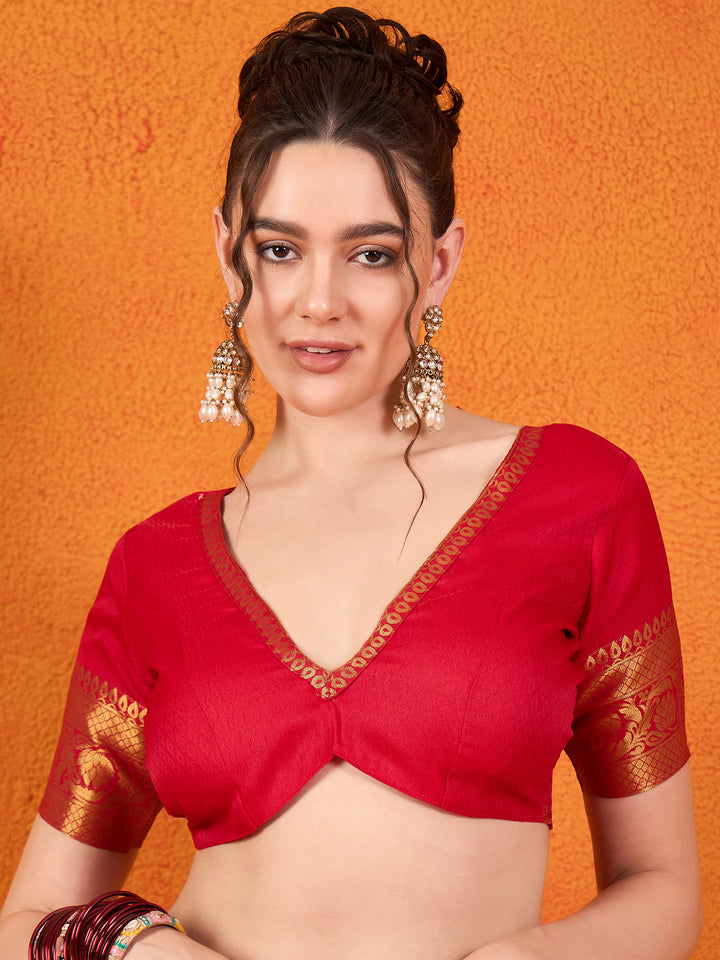 Banarasi Satin Silk Red Saree