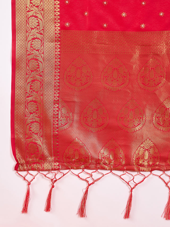 Banarasi Satin Silk Red Saree