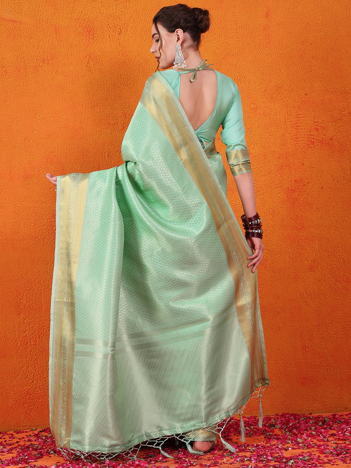 Banarasi Satin Silk Turquoise Saree