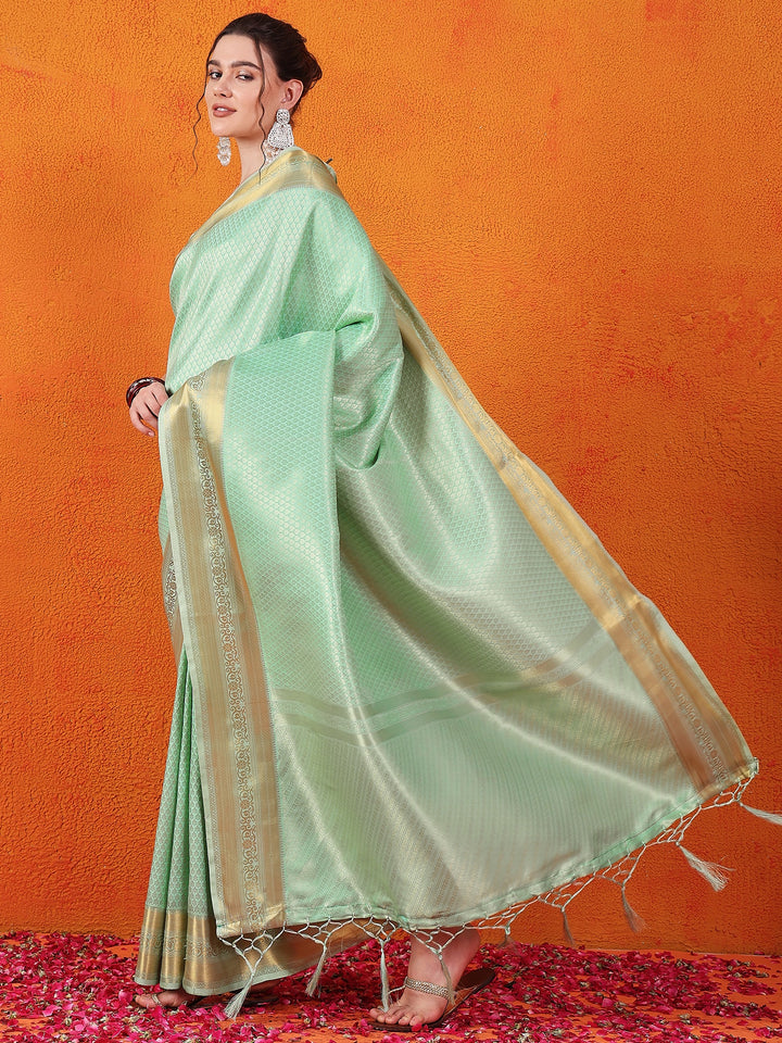 Banarasi Satin Silk Turquoise Saree