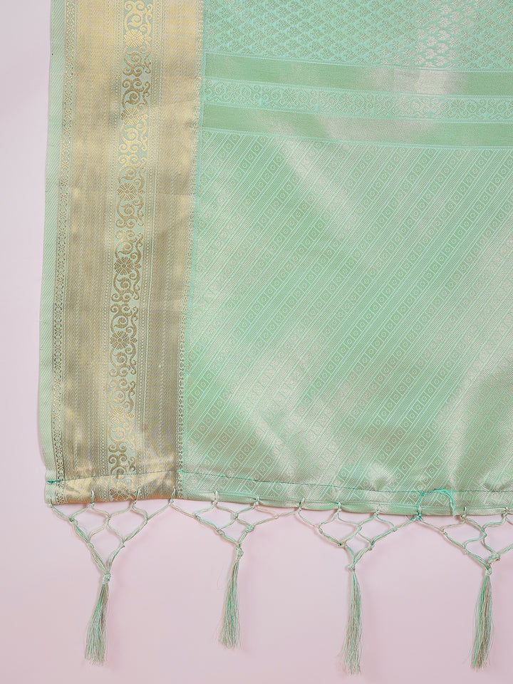 Banarasi Satin Silk Turquoise Saree