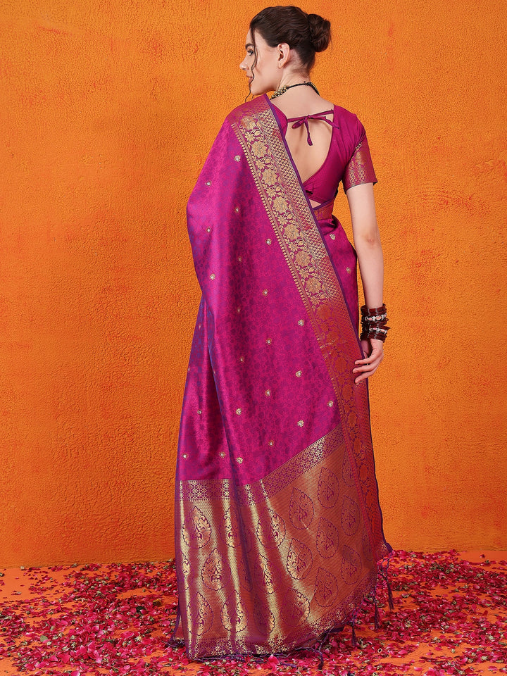 Banarasi Satin Silk Wine Saree