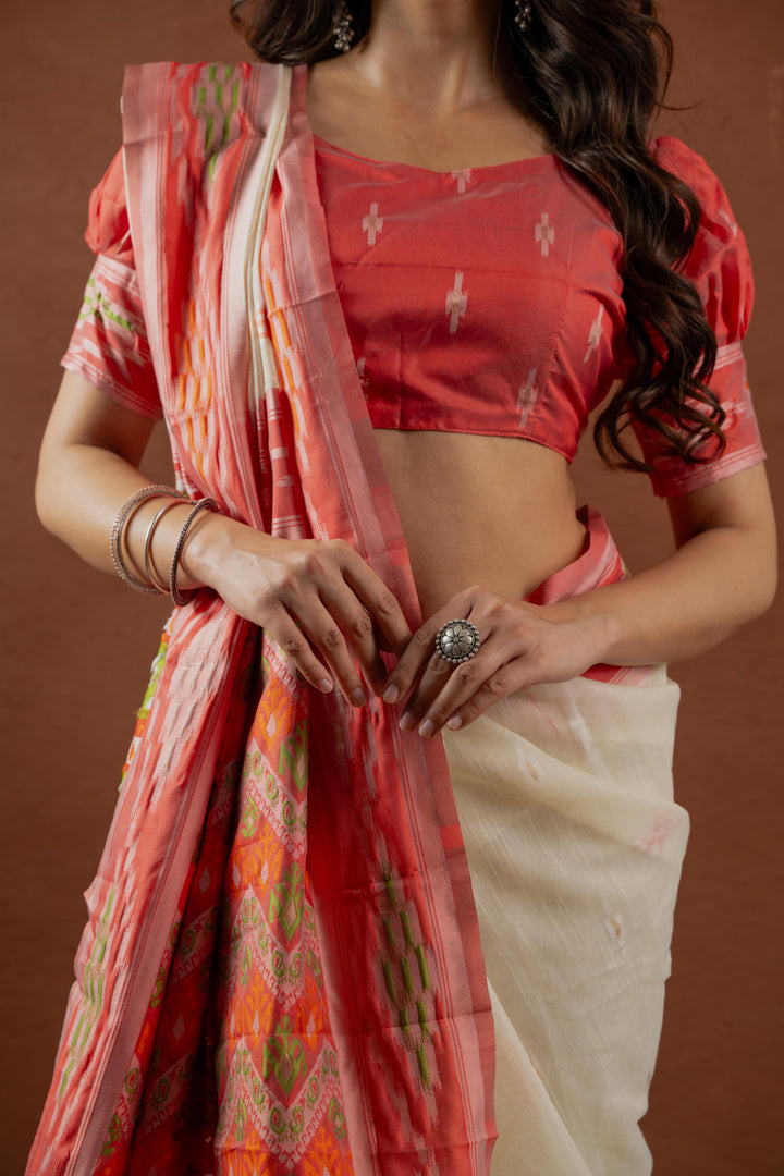 Bengal Cotton Beauty in White Saree