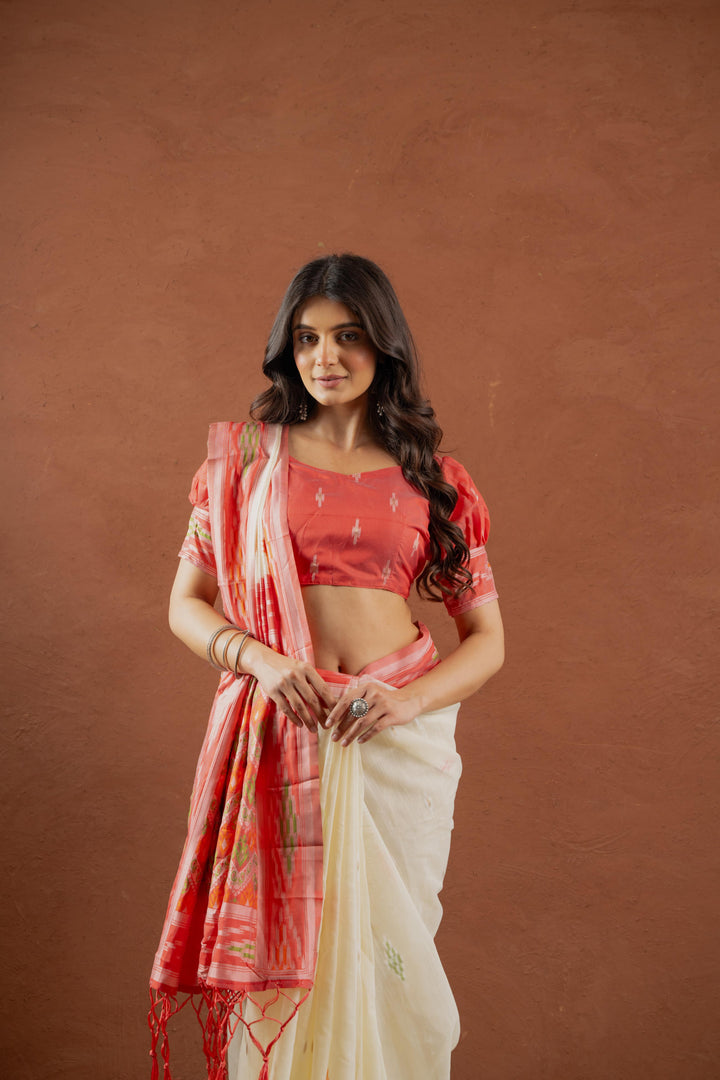 Bengal Cotton Beauty in White Saree
