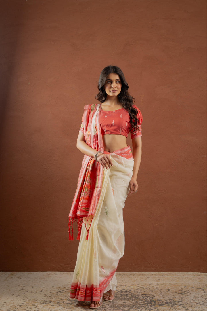 Bengal Cotton Beauty in White Saree