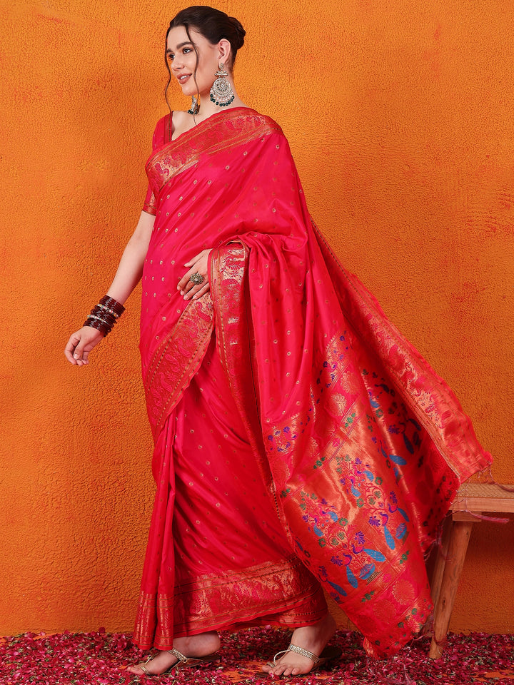 Classic Paithani Grandeur In Rani