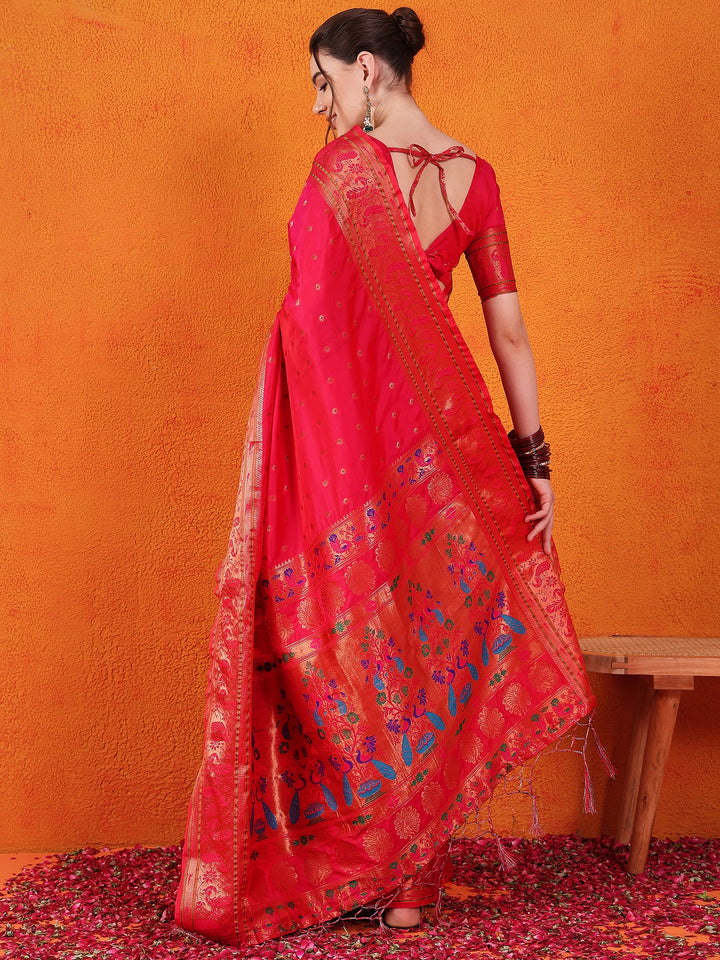 Classic Paithani Grandeur In Rani