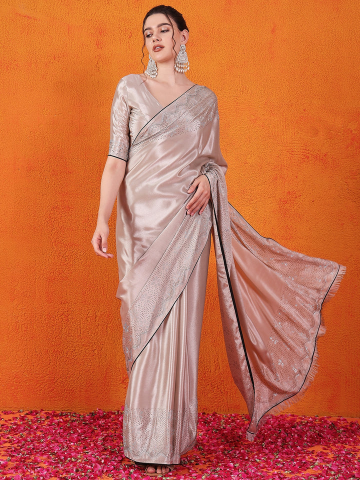 Crepe Chiffon Silk Grey Saree