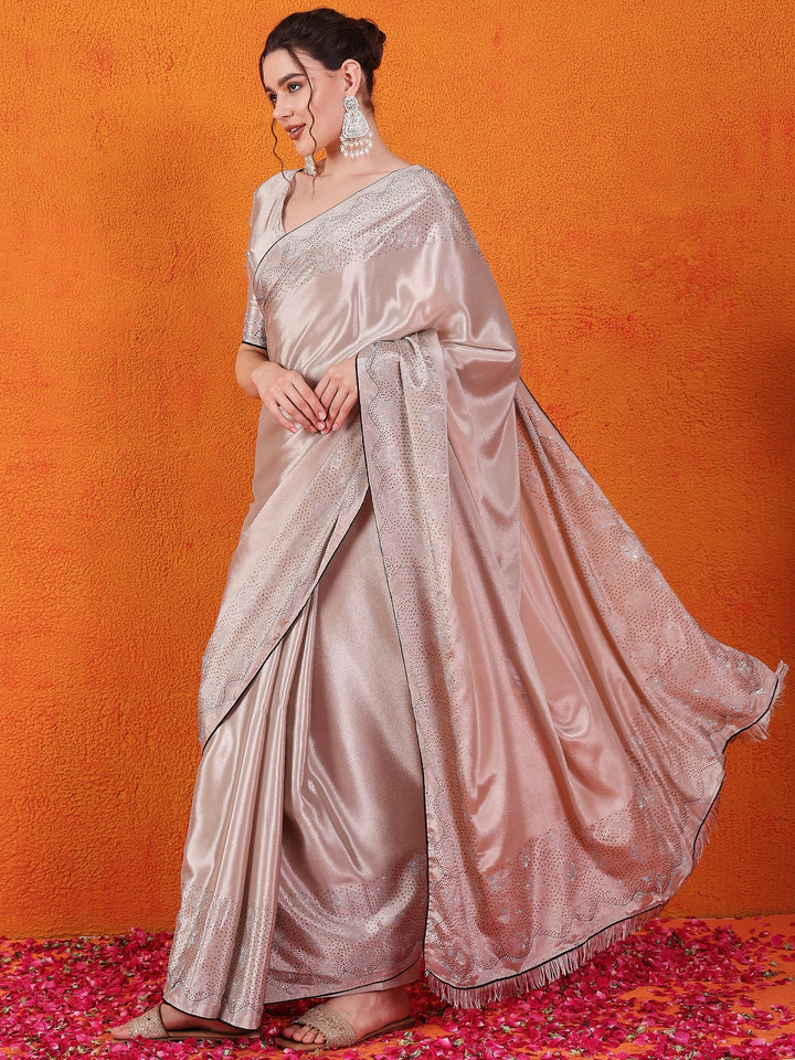 Crepe Chiffon Silk Grey Saree