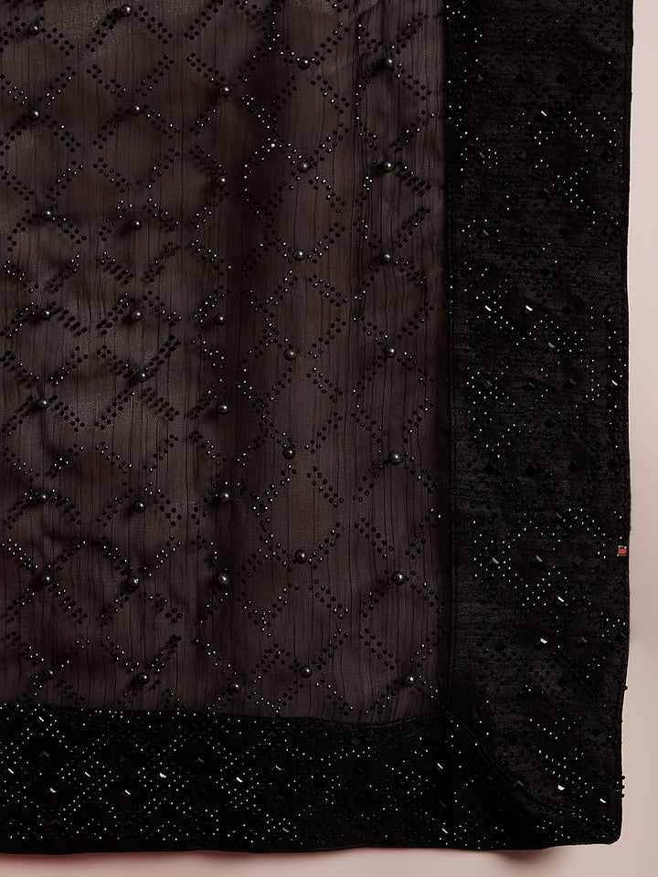 Elegant Black Jimmy Choo Saree For Farewell