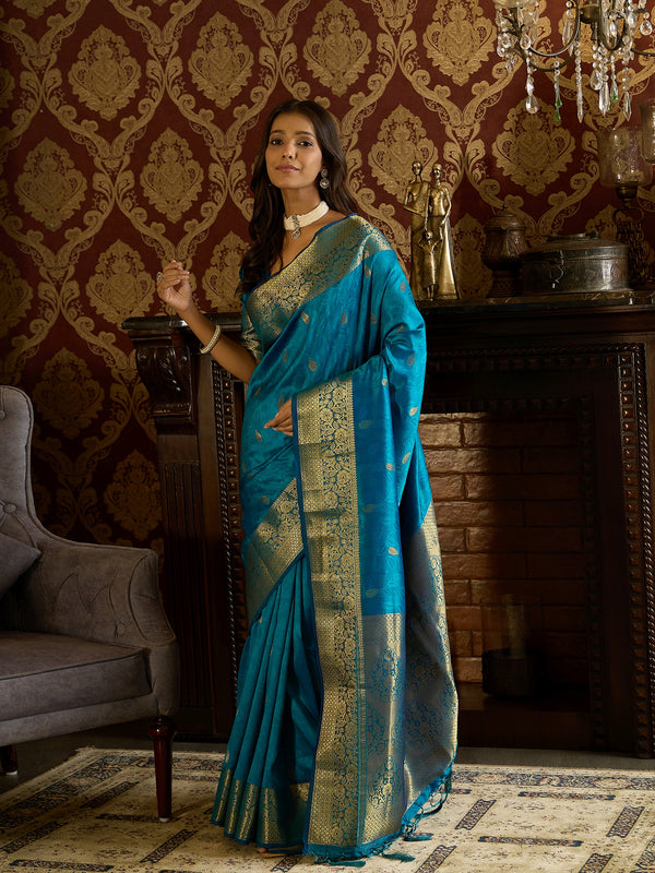 Elegant Blue Banarasi Silk Saree