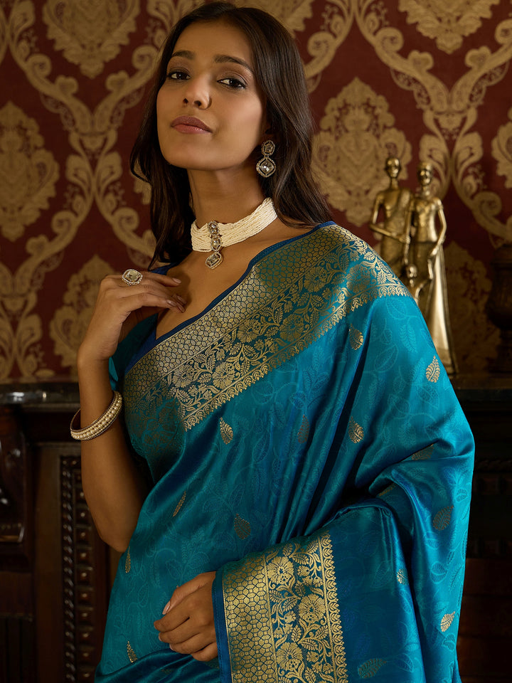 Elegant Blue Banarasi Silk Saree