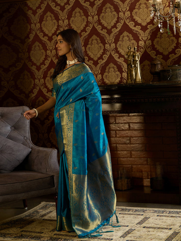 Elegant Blue Banarasi Silk Saree