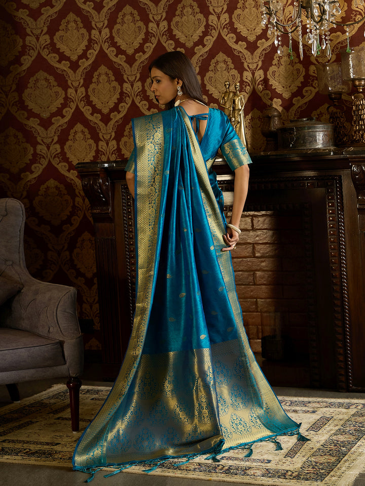 Elegant Blue Banarasi Silk Saree