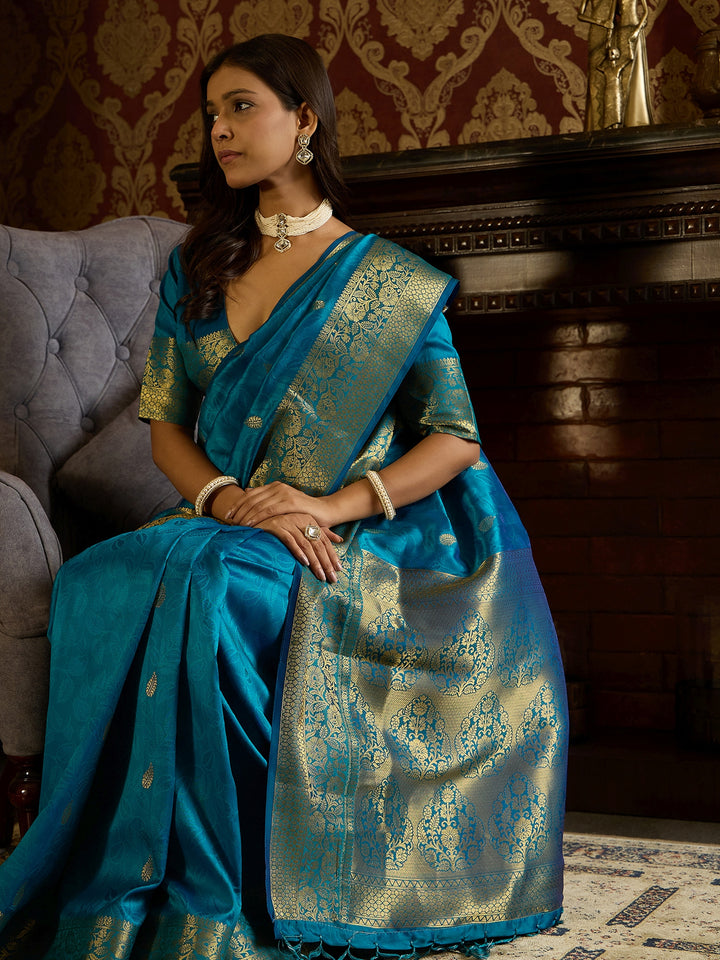 Elegant Blue Banarasi Silk Saree