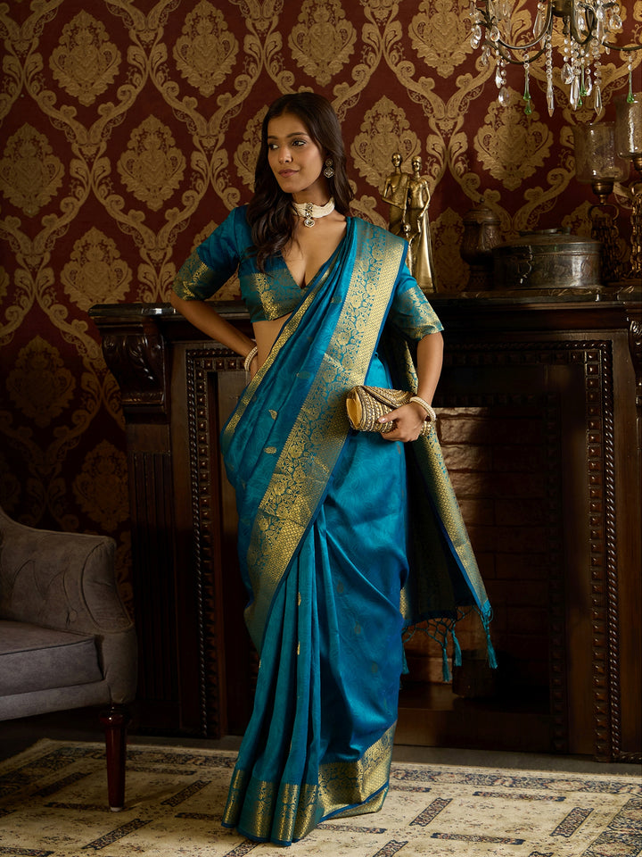 Elegant Blue Banarasi Silk Saree