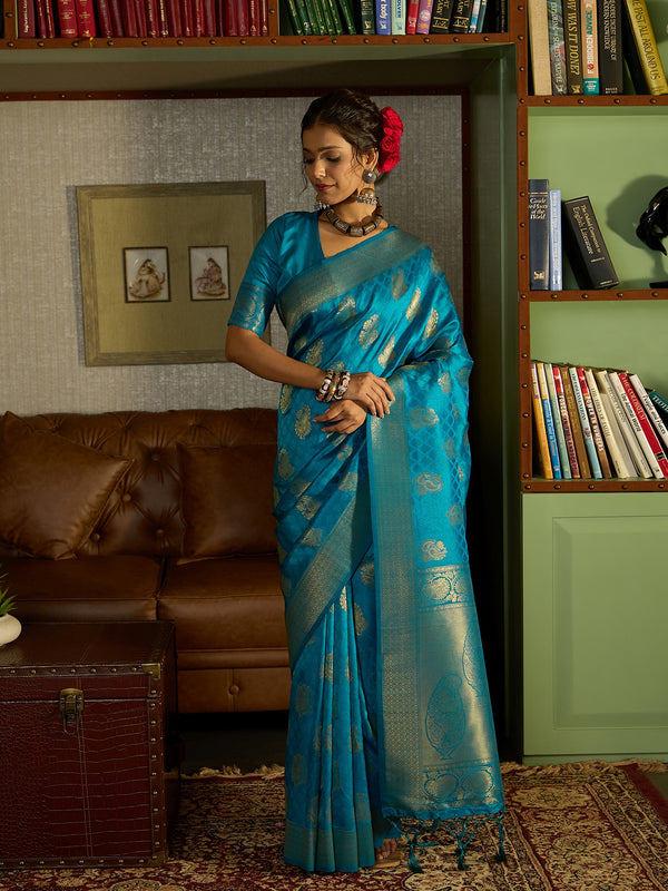 Elegant Blue Banarasi Silk Saree