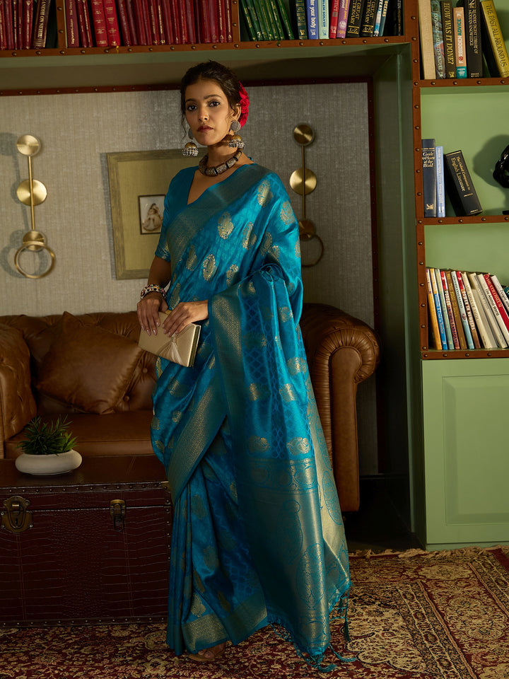 Elegant Blue Banarasi Silk Saree