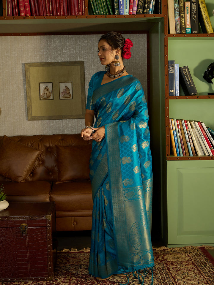 Elegant Blue Banarasi Silk Saree