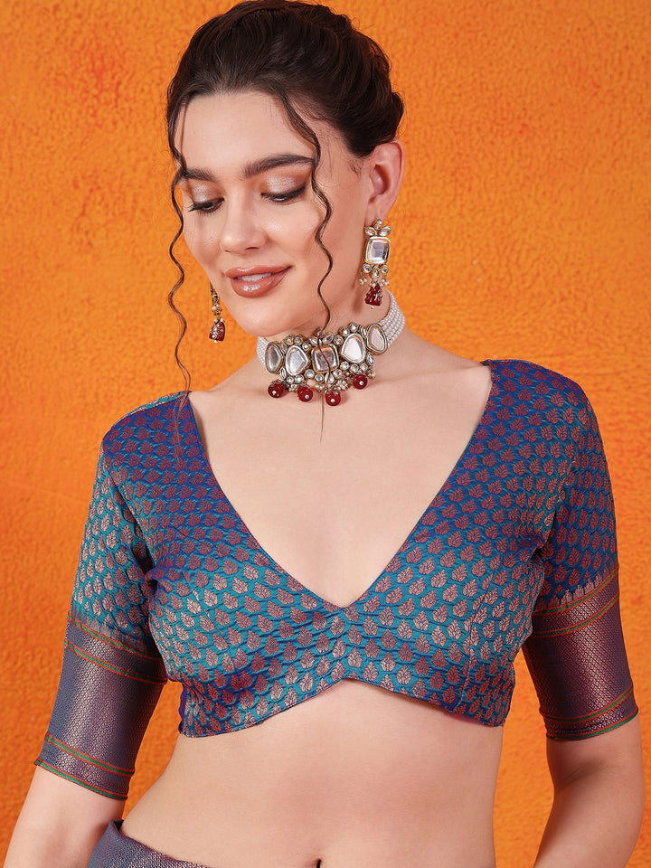 Elegant Paithani Charm In Firozi