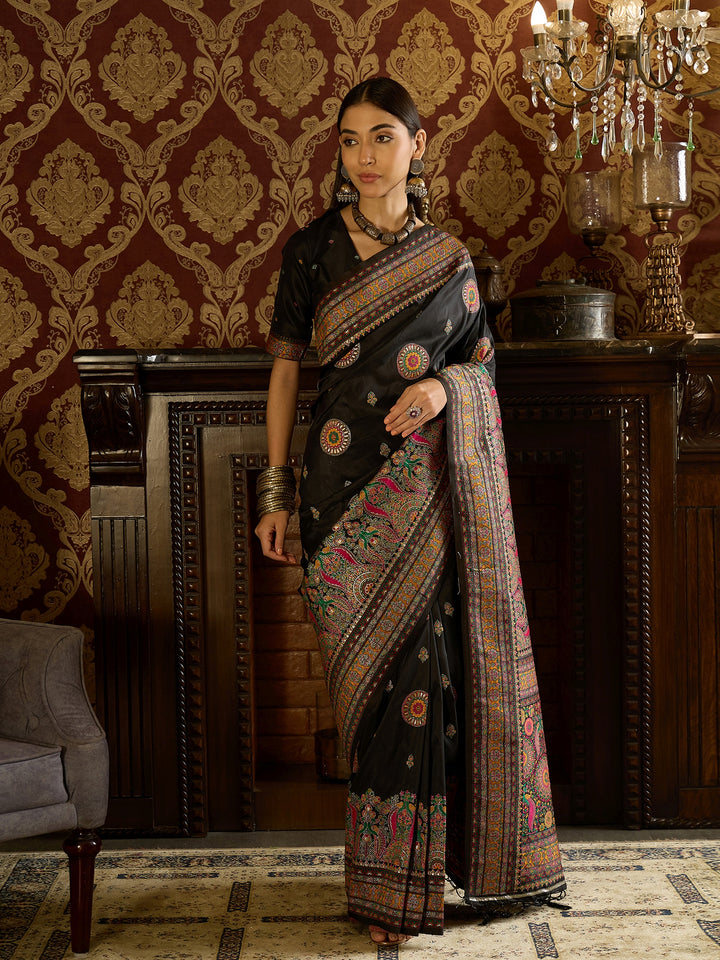 Ethereal Black Banarasi Silk Saree