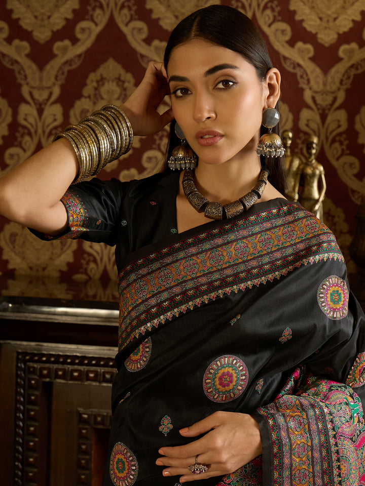 Ethereal Black Banarasi Silk Saree