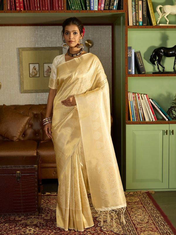 Ethereal White Banarasi Silk Saree