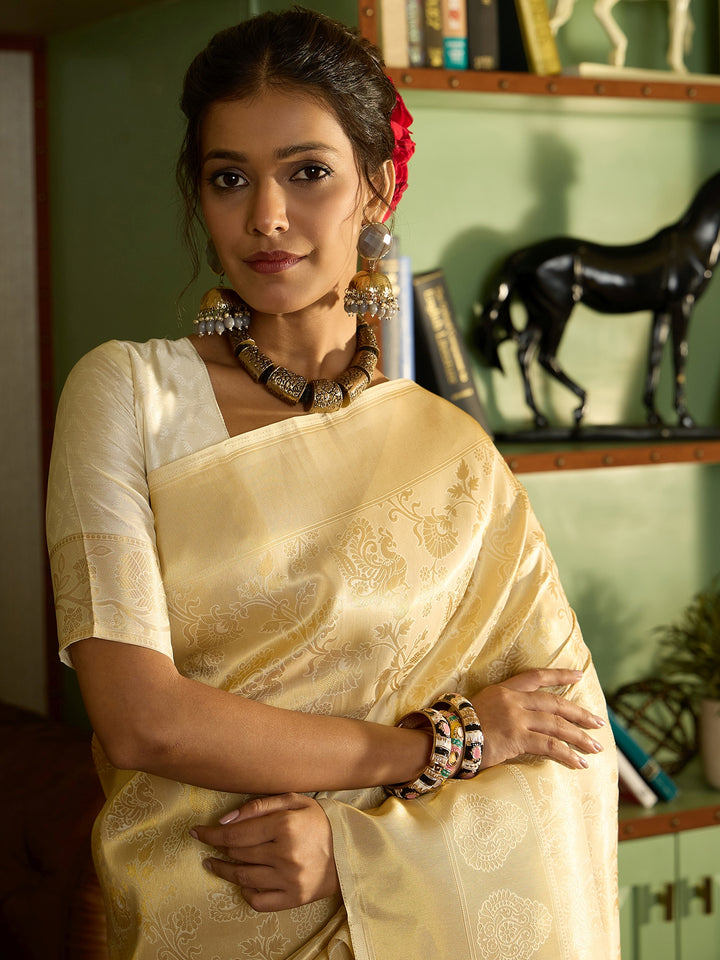 Ethereal White Banarasi Silk Saree