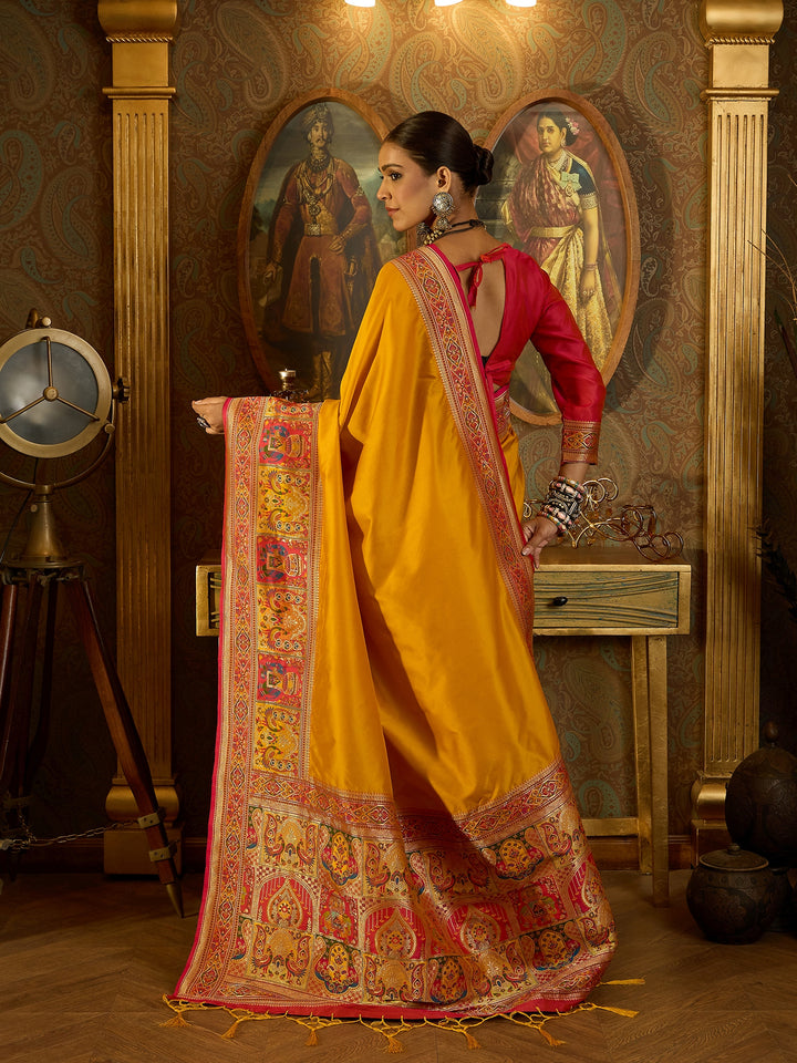 Ethereal Yellow Banarasi Silk Saree