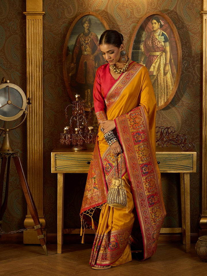 Ethereal Yellow Banarasi Silk Saree