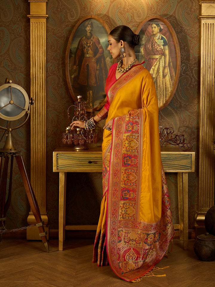 Ethereal Yellow Banarasi Silk Saree