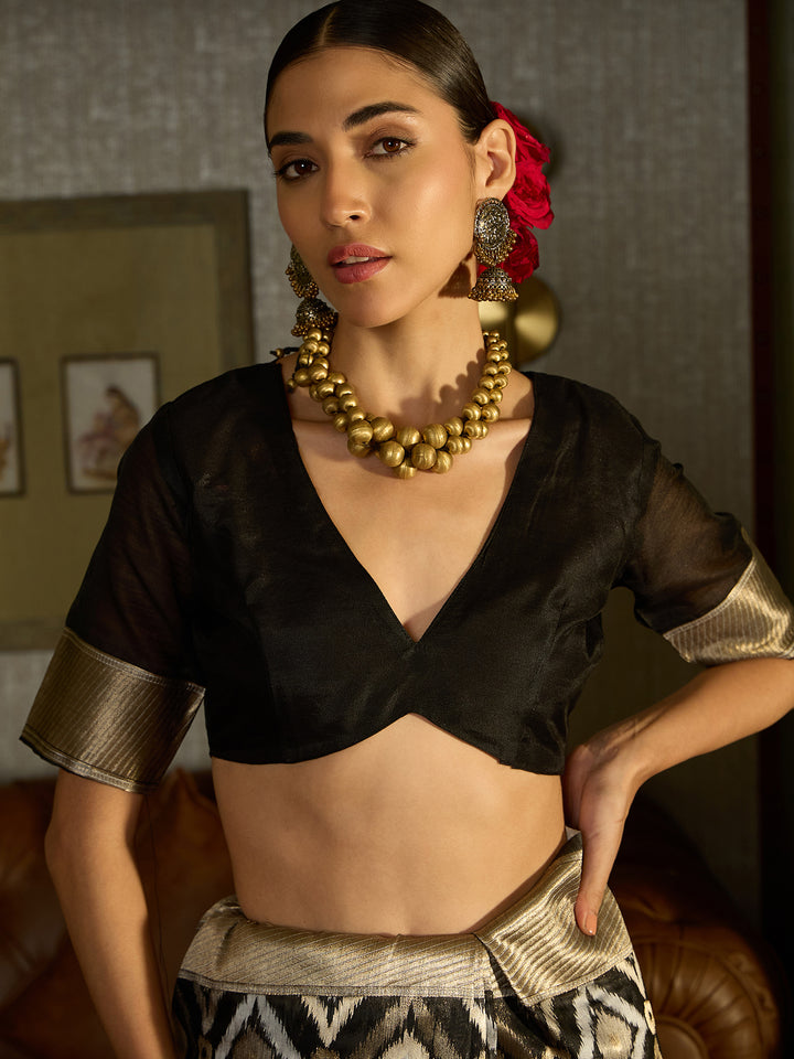 Exquisite Linen Black Saree For Wedding